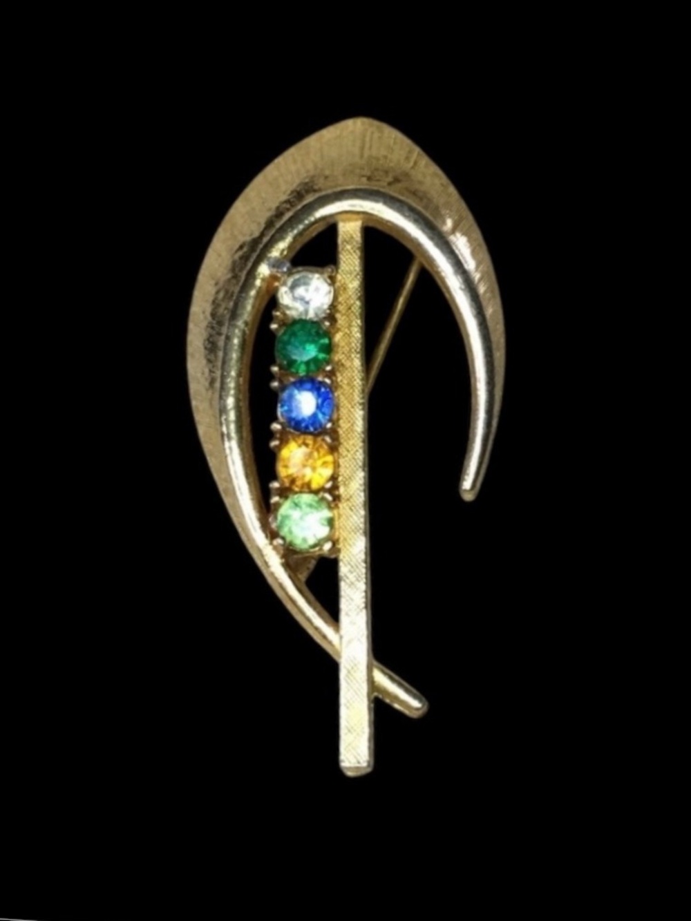 Beautiful Vintage Rafaelian Rhinestone Mothers Brooch Gold Tone Collectible